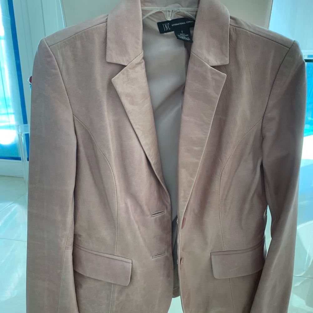 Leather Blazer INC brand size small muted pink NWOT